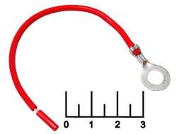 Клемма кольцевая 6мм на проводе 1*0.75мм 13см красная (2860/8528СБ)