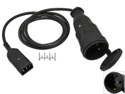 Удлинитель электрический 1/1.5м штекер C14 (3*0.75) с крышкой