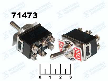Тумблер 250/10 KN3C-213A 3-х позиционный с фиксацией-без фиксации 6 контактов (винт)
