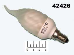 Лампа энергосберегающая 7W E14 2700K белый теплый свеча на ветру витая матовая Ecola (39*125)