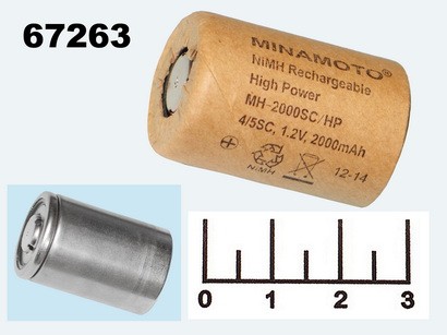 Аккумулятор 1.2V 2A Ni-MH 4/5SC MH-2000SC/HP Minamoto
