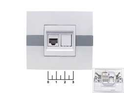 Розетка-1 для компьютерной сети 5-категории Mono белая + доп.гнездо