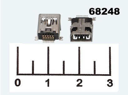 Разъем питания mini USB 10pin гнездо на плату (РЗ-1513) тип2