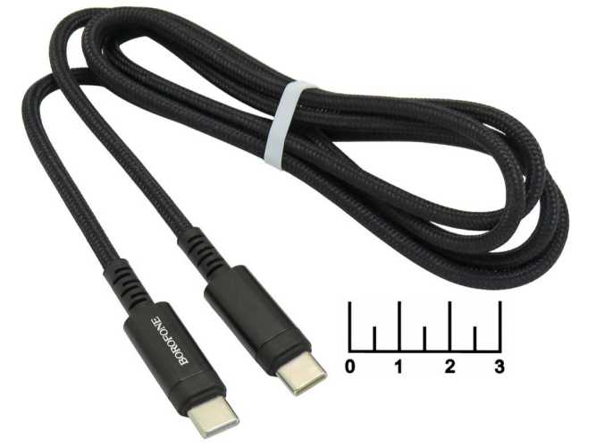 Шнур Type C-Type C 1.2м шелк Borofone BU38 (быстрая зарядка) (черный)