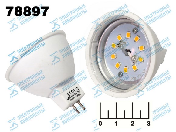 Лампа светодиодная 220V 4.2W MR16 GU5.3 желтая Ecola (47*50) M2CY42ELT