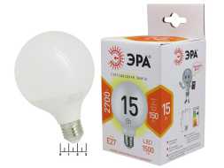 Лампа светодиодная 220V 15W E27 2700K белый теплый G90 матовая Эра