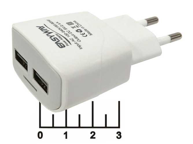 Сетевое зарядное устройство 2USB 5V 2.4A Easyway