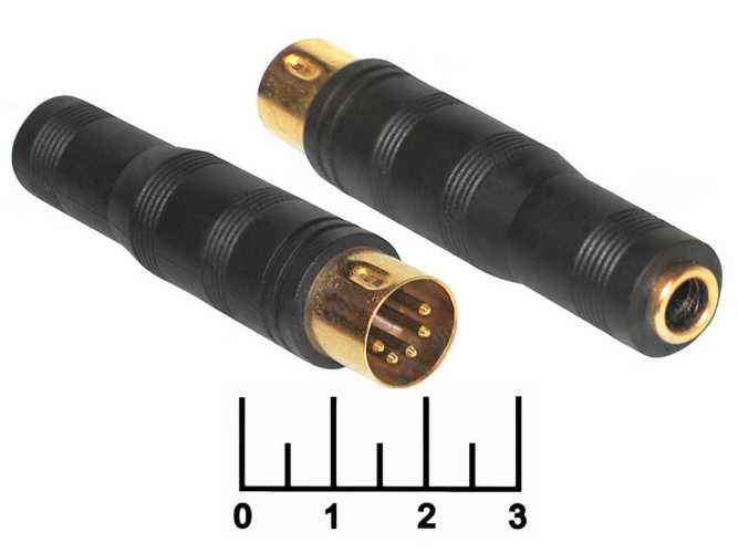 Переходник DIN 5pin штекер/AUD 6.3 гнездо стерео gold (2-303G)