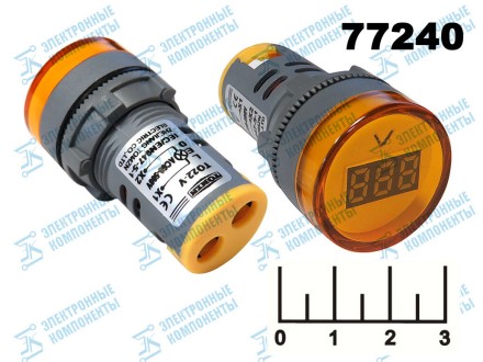 Вольтметр 60-500VAC TO22-V желтый 22мм (28мм)