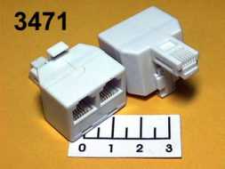 Переходник телефонный штекер 6P4C (RJ-11)/2 гнезда 6P4C (RJ-11) линейный