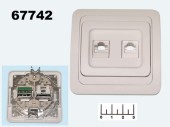 Розетка-2 для компьютерной сети 5-категории + телефонная Universal (валери) белая
