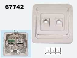 Розетка-2 для компьютерной сети 5-категории + телефонная Universal (валери) белая