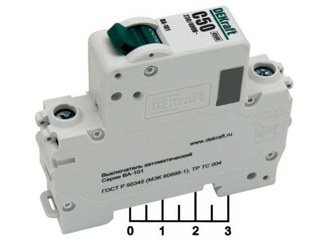 Автоматический выключатель C 50A 1-полюсный ВА-101 Dekraft