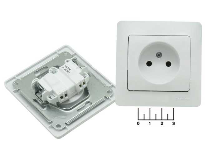 Розетка электрическая врезная без земли Glossa белая (GSL000141)