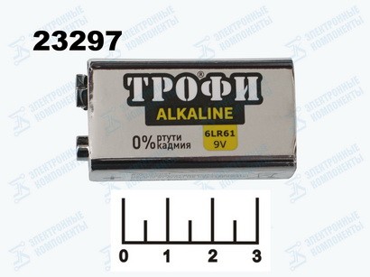 Батарейка 6F22-9V Трофи Alkaline 6LR61