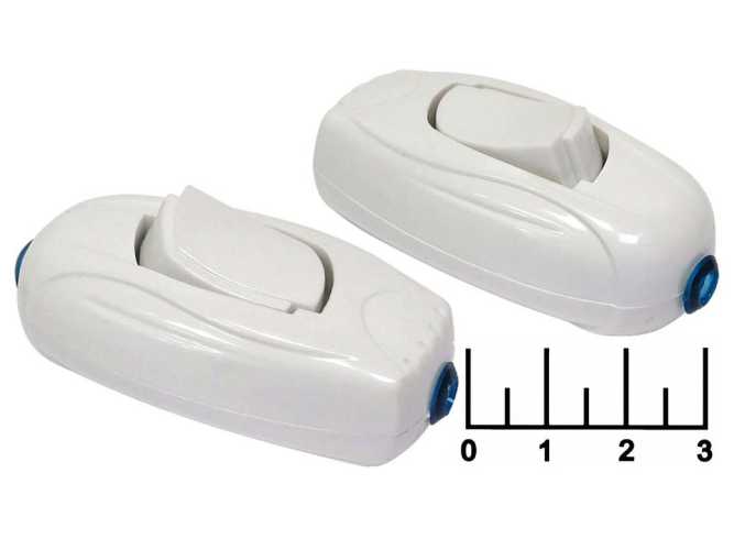 Выключатель 250/6 250V 6A 1-клавишный проходной белый (027) под винт