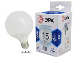 Лампа светодиодная 220V 15W E27 4000K белый G90 матовая Эра
