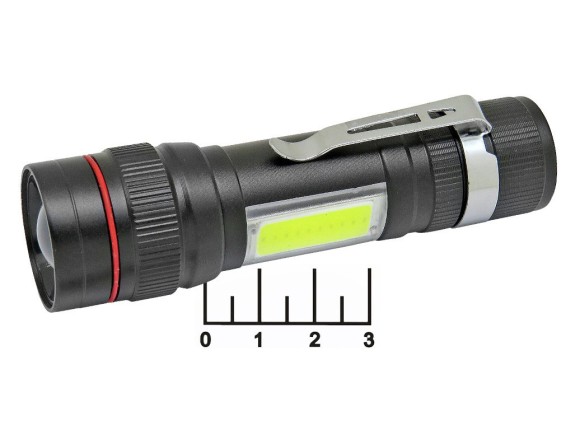 Фонарь 1+1 светодиод COB аккумуляторный FA-520T6 3 режима zoom (з/у micro USB)