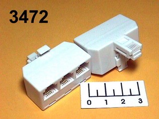 Переходник телефонный штекер 6P4C (RJ-11)/3 гнезда 6P4C (RJ-11) линейный