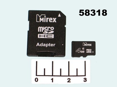 Карта памяти micro SD 4Gb + адаптер SD Mirex class4