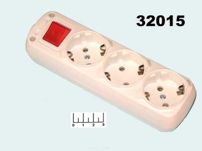 Розетка электрическая 3* на кабель с землей с выключателем Viko