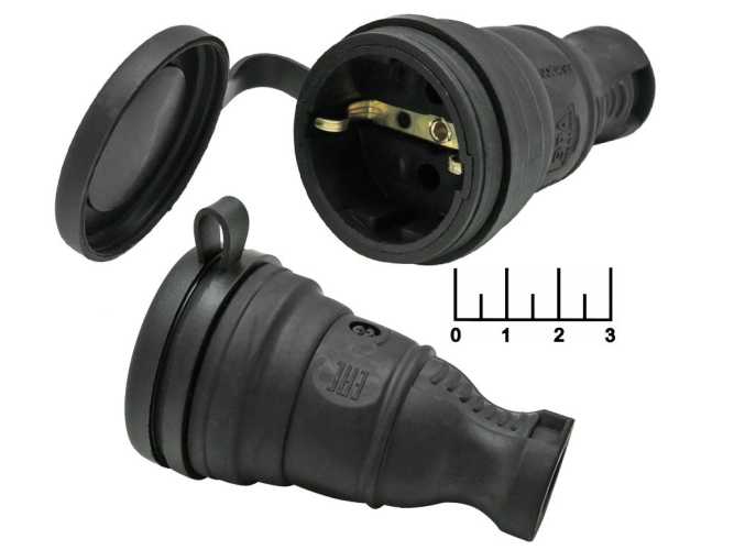 Розетка электрическая с землей на кабель с крышкой (R8-B) Эра