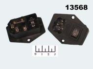 Разъем питания 3pin штекер C14 с выключателем (AC-014)