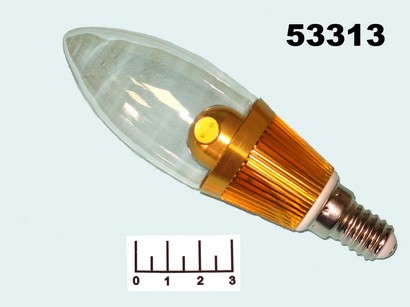 Лампа светодиодная 220V 3W E14 4100K белый свеча прозрачная 3LED LL73