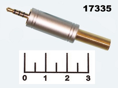 Разъем AUD 2.5 4 контакта штекер gold металл на кабель