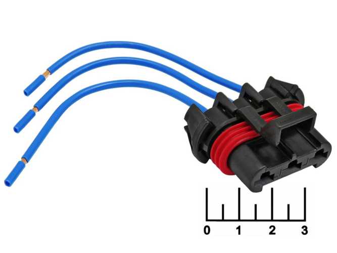 Разъем 3pin гнездо влагозащищенный на проводе 12124685 Cargen (AX448)
