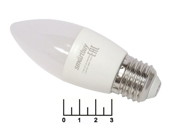 Лампа светодиодная 220V 9.5W E27 4000K белый свеча матовая Smartbuy (37*110)