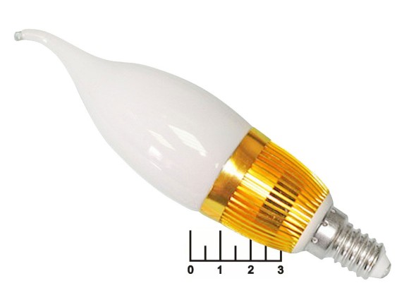 Лампа светодиодная 220V 3W E14 4100K белый свеча на ветру матовая LL79