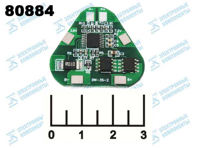 Контроллер заряда для литиевых элементов 11.1V 4A BMS 3S BW-3S-2 с балансиром