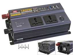 Инвертор 24/220V 1800W + USB 3.0/2 USB/Type C/2 розетки/гнездо прикуривателя