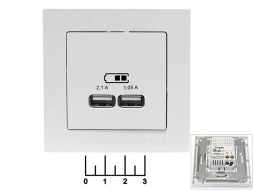 Розетка 2USB врезная белая Atlas (ATN000133)