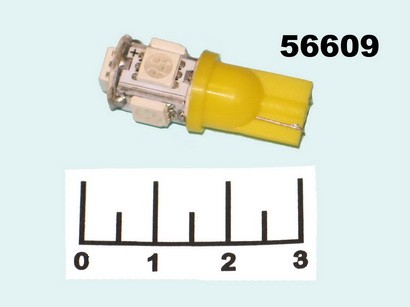Лампа светодиодная 12V T10 5LED желтая 5050Y