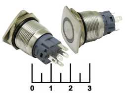 Кнопка GQ19E-10E/G/N без фиксацией антивандальная зеленая металл 12V (19мм) 5 контактов (квадрат)