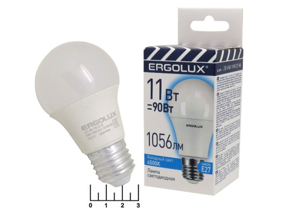 Лампа светодиодная 220V 11W E27 4500K белый A60 Ergolux