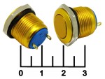Кнопка без фиксации антивандальная желтая металл 2 контакта (16мм)