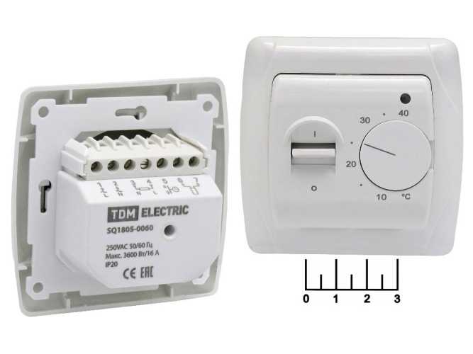 Терморегулятор для теплого пола механический с выносным датчиком (+10...+40C) белый TDM Онега