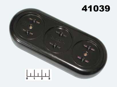 Розетка электрическая 3* на кабель без земли TDM (ретро) черная (SQ1806-0104)