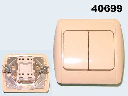 Выключатель 2-клавишный EL-BI Zirve кремовый