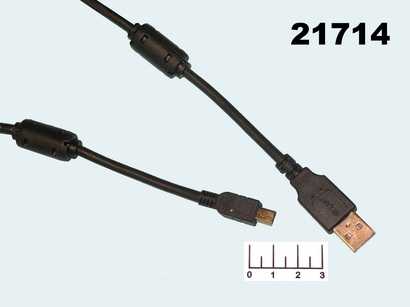 Шнур USB-mini USB B 5pin 1.8м (фильтр) gold Rexant