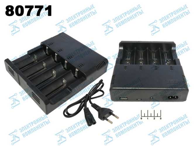 Зарядное устройство для литиевых элементов 4.2V 2.4A 4*18650 + USB FA-8862 (26650/14500/16340)