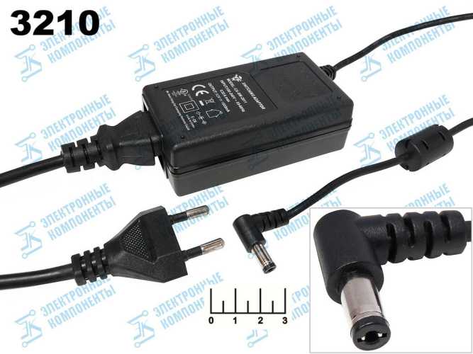 Блок питания 12V 1A SYS1319-1212-T3/CX-SW-2011 (5.5*2.1) шнур в комплекте (C13) угол