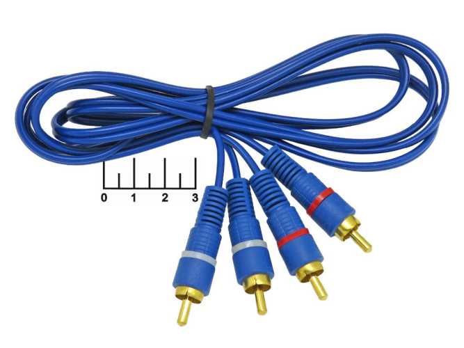 Шнур 2RCA-2RCA 1.5м gold пластик синий