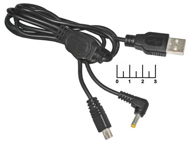 Шнур USB-mini USB 5pin+разъем питания 4.0*1.7 1м