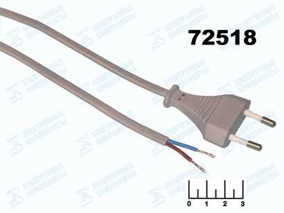 Шнур электрический без земли 1.7м (вилка прямая/плоская) TDM серый