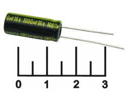 Конденсатор электролитический ECAP 1000мкФ 16В 1000/16V 0820 105C (WL)
