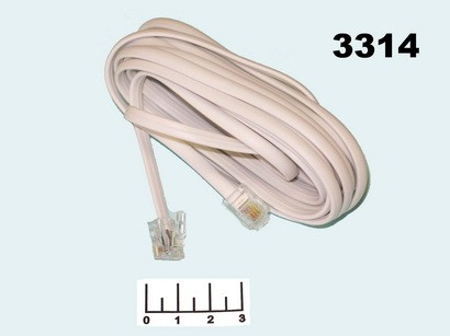 Шнур телефонный линейный 3м 6P4C (RJ-11) (серый/черный)